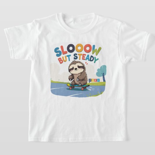 Langsam aber stetig - Niedliches Sloth Skateboardi T-Shirt (Ablage )