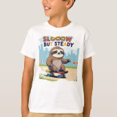 Langsam aber stetig - Niedliches Sloth Skateboardi T-Shirt (Vorderseite)