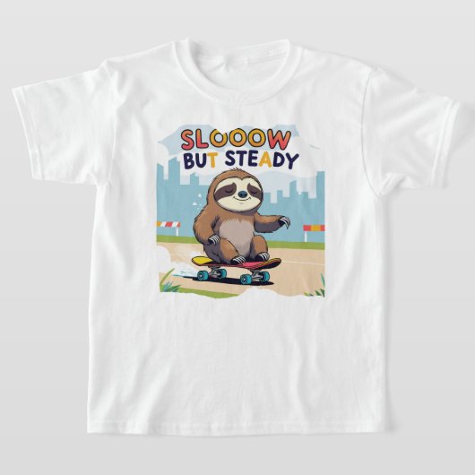 Langsam aber stetig - Niedliches Sloth Skateboardi T-Shirt (Ablage )