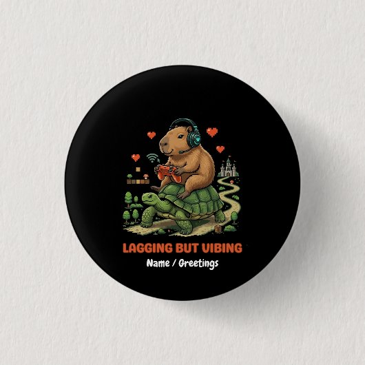 Langsam aber vibrierend lustige Capybara- und Schi Button (Vorderseite)