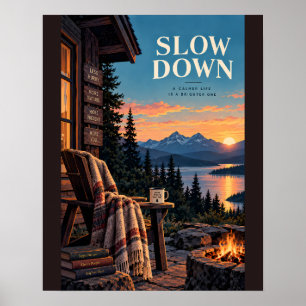 Langsam angehen Cozy Cabin Retreat Illustrative Ku Poster