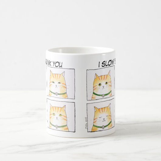 Langsam blinkend Orange Tabby Cat Funny Cat Comic Kaffeetasse (Mittel)