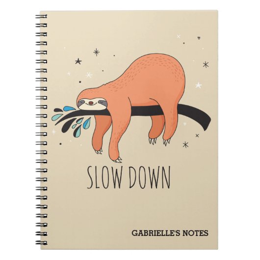 Langsam - Funny Sloth Notizblock (Vorderseite)