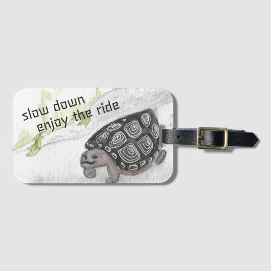 Langsam genießen Wasserfarbenschildkröte Gepäckanhänger (Vorderseite (Horizontal))