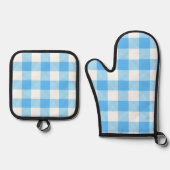 Langsam-leben-Sommer-Himmel-Check Ofenhandschuh & Topflappen-Set (Vorderseite)
