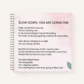 Langsam machen Sie gut - Ermutigendes Gedicht Notizblock (Vorderseite)