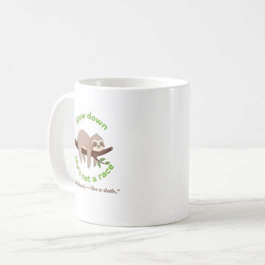Langsam nach unten - Sloth Graphic Tasse (Vorderseite Links)
