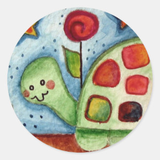 "Langsam und beständig" Runder Aufkleber