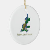 Langsam und beständig, Running Turtle Keramik Ornament (Rechts)