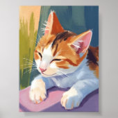 Langsame Blinzler | Katze Kätzchen Aquarell Hausti Poster (Vorne)