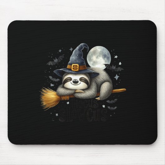 Langsame Hokus-Frauen lustiger Halloween-Faultier- Mousepad (Vorne)