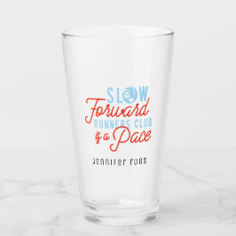 Langsame Läufer Club Funny Zitat Blue Orange Text Glas