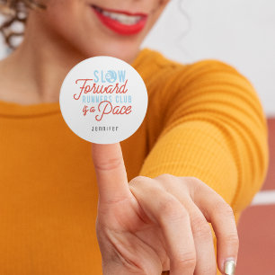 Langsame Läufer Club Funny Zitat Blue Orange Text Runder Aufkleber