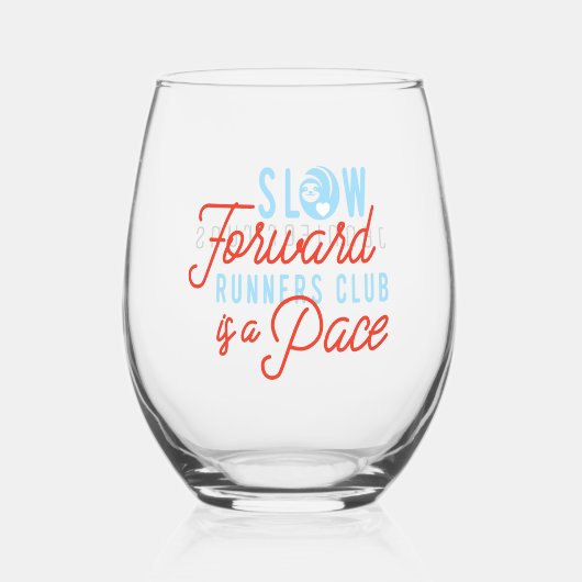 Langsame Läufer Club Funny Zitat Blue Orange Text Weinglas Ohne Stiel (Vorderseite)
