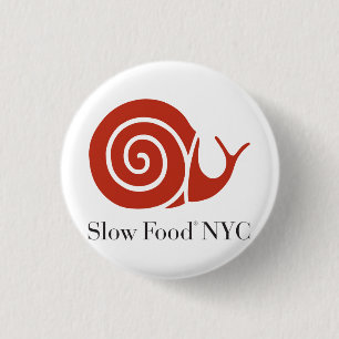 Langsame Logoprodukte der Nahrung NYC Button