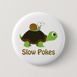 Langsame Pokes - Niedliche Schildkröte und Schneck Button