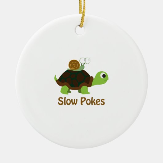 Langsame Pokes - Schildkröten und Schnecken Keramik Ornament (Vorne)