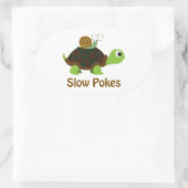 Langsame Pokes - Schildkröten und Schnecken Ovaler Aufkleber (Tasche)