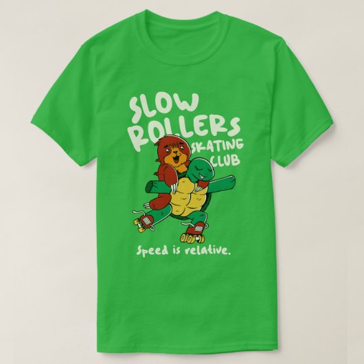 Langsame Roller Skaten Club Funny Turtle and Sloth T-Shirt (Design vorne)