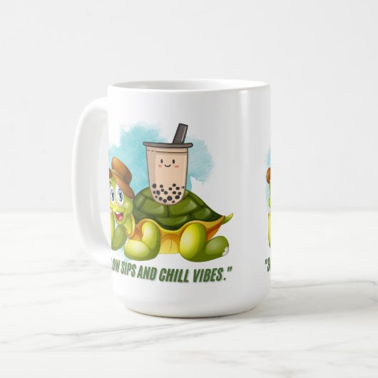 LANGSAME SIPPEN UND KINDERVIBEN KAFFEETASSE (Vorderseite Links)