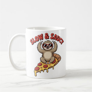 Langsame und saftige Yoga-Faulheits-Tier-Pizza Lus Kaffeetasse