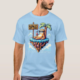 Langsame WiFi Zone - Funny Pixel Art Sloth Urlaub T-Shirt