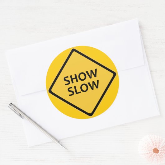 Langsamer Rundaufkleber anzeigen Runder Aufkleber (Umschlag)