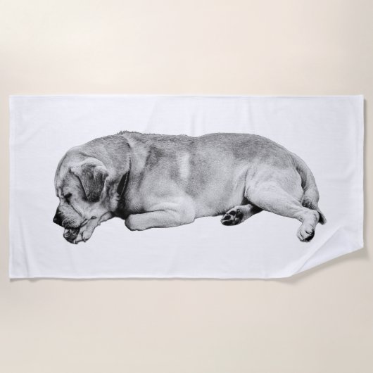 Langsamer Shore, glückliche Knochen Strandtuch (Vorderseite)