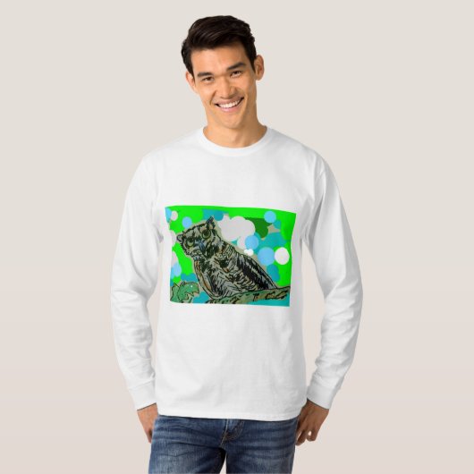 LANGSAMER T - SHIRT - GROSSES HORNED OWL (Vorne ganz)