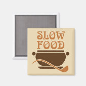 Langsames Essen mit Suppentopf und Kellerpfanne Magnet (Vorderseite/Rückseite)