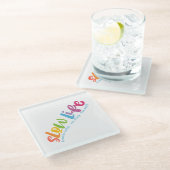 Langsames Leben Glasuntersetzer (Schrägansicht)