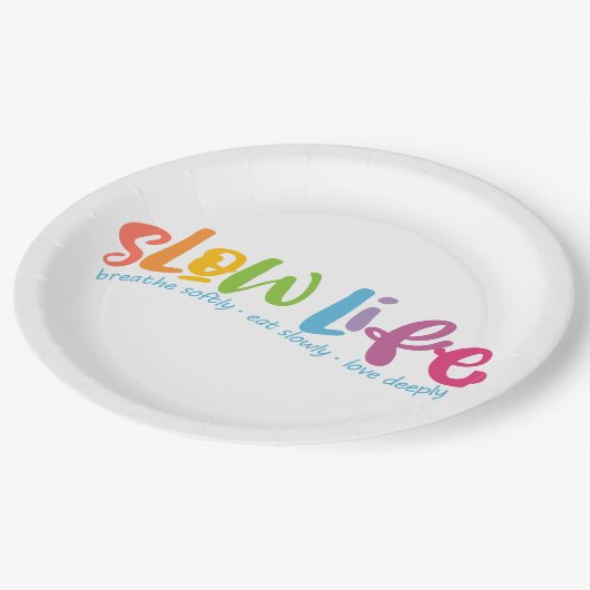 Langsames Leben Pappteller (Schrägansicht)