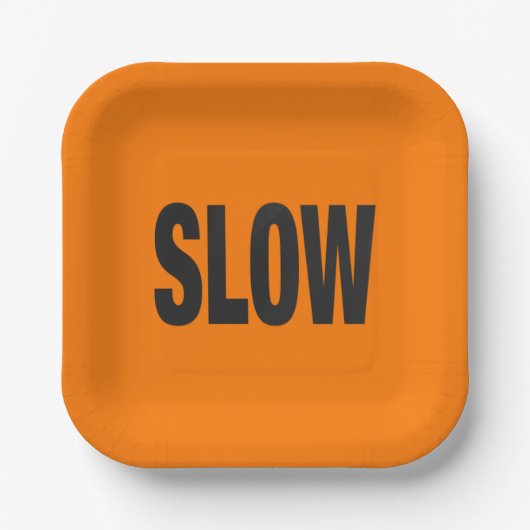 Langsames Vorsichtszeichen Pappteller (Vorderseite)