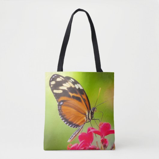 Langschwanzschmetterling auf roter Blume Tasche (Vorderseite)