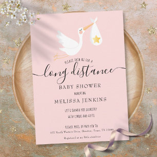 Langstrecken-Baby-Shower per Post Pink Baby Mädche Einladung
