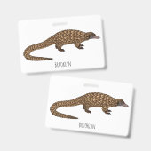 Langtailed Pangolin Cartoon Ausweis (Vorder- & Rückseite)