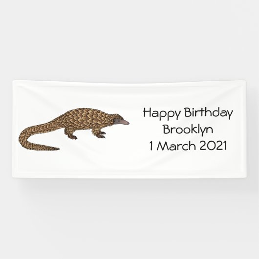 Langtailed Pangolin Cartoon Banner (Horizontal)