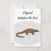 Langtailed Pangolin Cartoon Einladung (Rückseite)