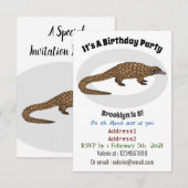 Langtailed Pangolin Cartoon Einladung (Vorne/Hinten)