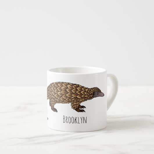 Langtailed Pangolin Cartoon Espressotasse (Vorderseite Rechts)