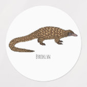 Langtailed Pangolin Cartoon Etiketten (Design 1)