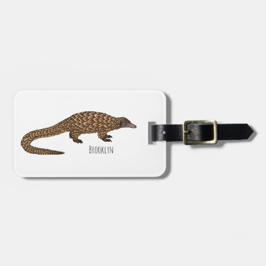 Langtailed Pangolin Cartoon Gepäckanhänger (Vorderseite horizontal)