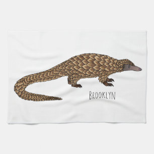 Langtailed Pangolin Cartoon Geschirrtuch