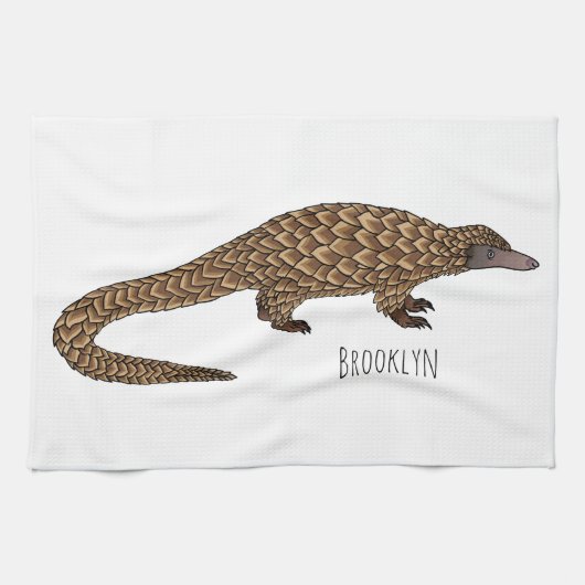 Langtailed Pangolin Cartoon Geschirrtuch (Horizontal)