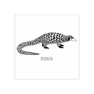 Langtailed Pangolin Cartoon Gummistempel