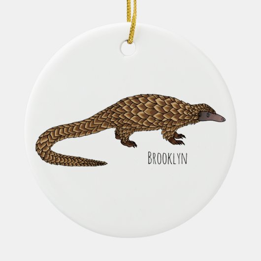 Langtailed Pangolin Cartoon Keramik Ornament (Vorne)