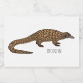 Langtailed Pangolin Cartoon Lebensmitteletikett (Einzelnes Label)