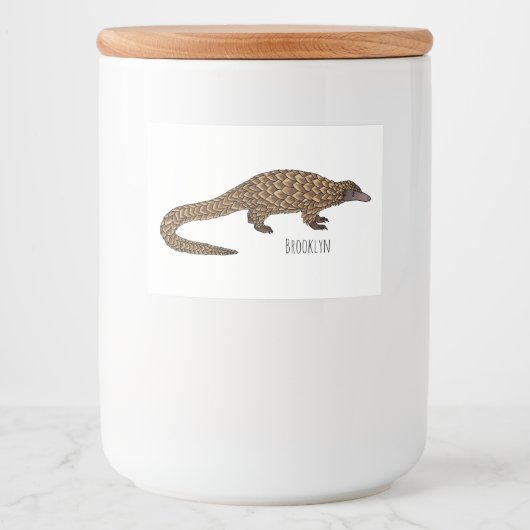 Langtailed Pangolin Cartoon Lebensmitteletikett (Vorderseite)