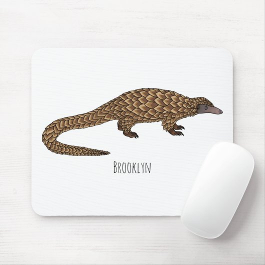 Langtailed Pangolin Cartoon Mousepad (Mit Mouse)