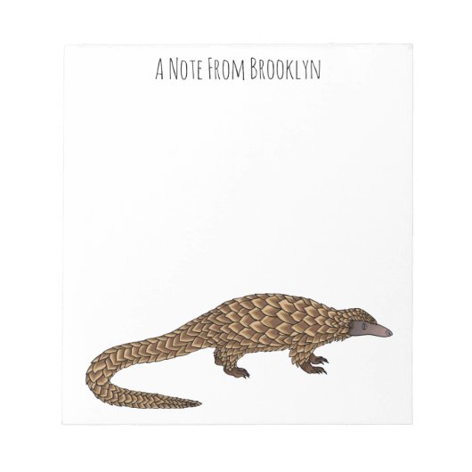 Langtailed Pangolin Cartoon Notizblock (Vorderseite)